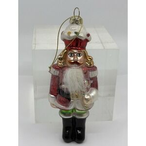 Vintage Bearded Nutcracker With Cupcake Hat Blown Glass Ornament Xmas New tag